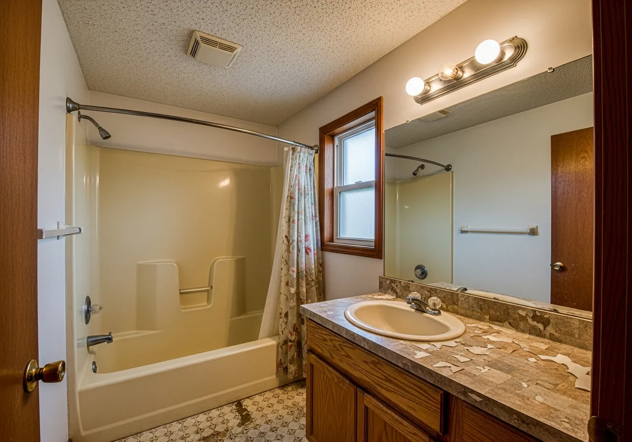 Before: Spa Master Bath — Curbless Shower & Soaking Tub — Three Brothers Kitchens and Baths