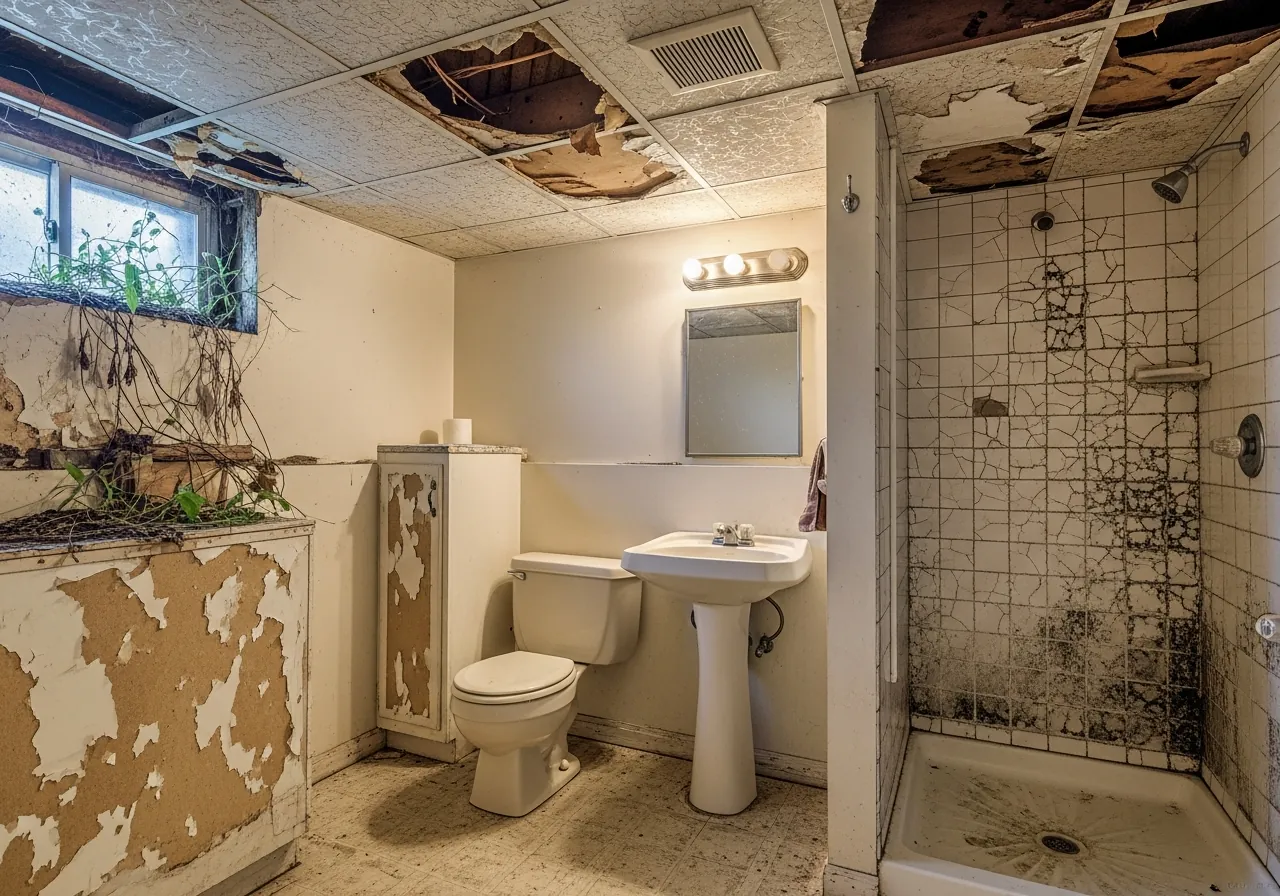 Before: Basement Spa Wet Room — Concrete Tile & Linear Drain — Three Brothers Kitchens and Baths
