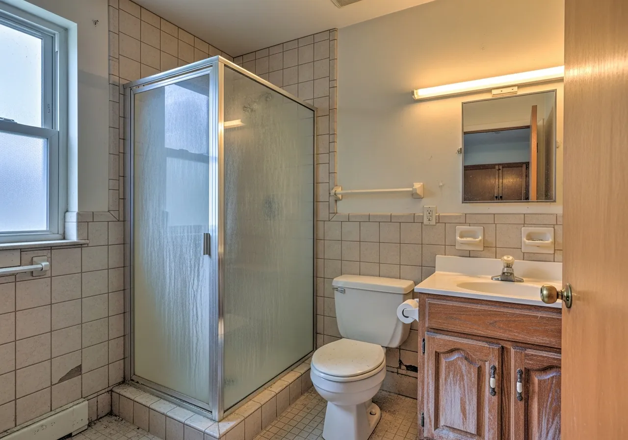 Before: Full-Wall Luxury Walk-In — Dual Rain Heads & Bench — Three Brothers Kitchens and Baths