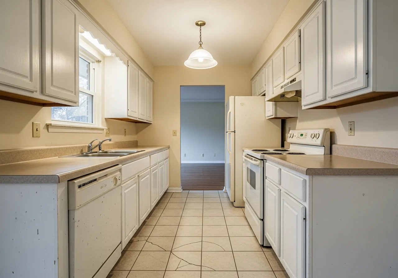 Before: Open Concept — Two-Tone Grey & White — Three Brothers Kitchens and Baths