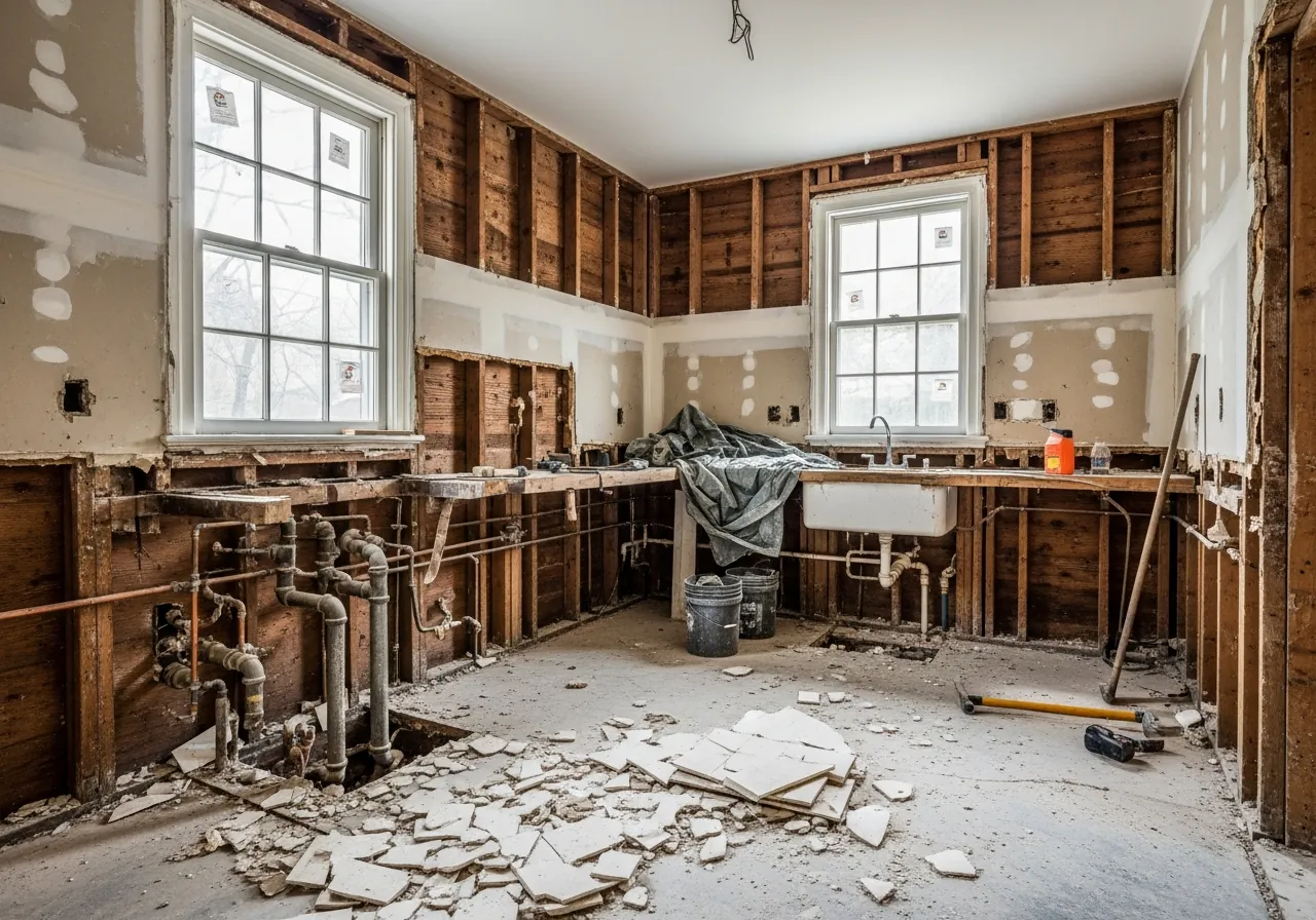 Before: Gut Renovation — White Lacquer & Nero Marquina — Three Brothers Kitchens and Baths