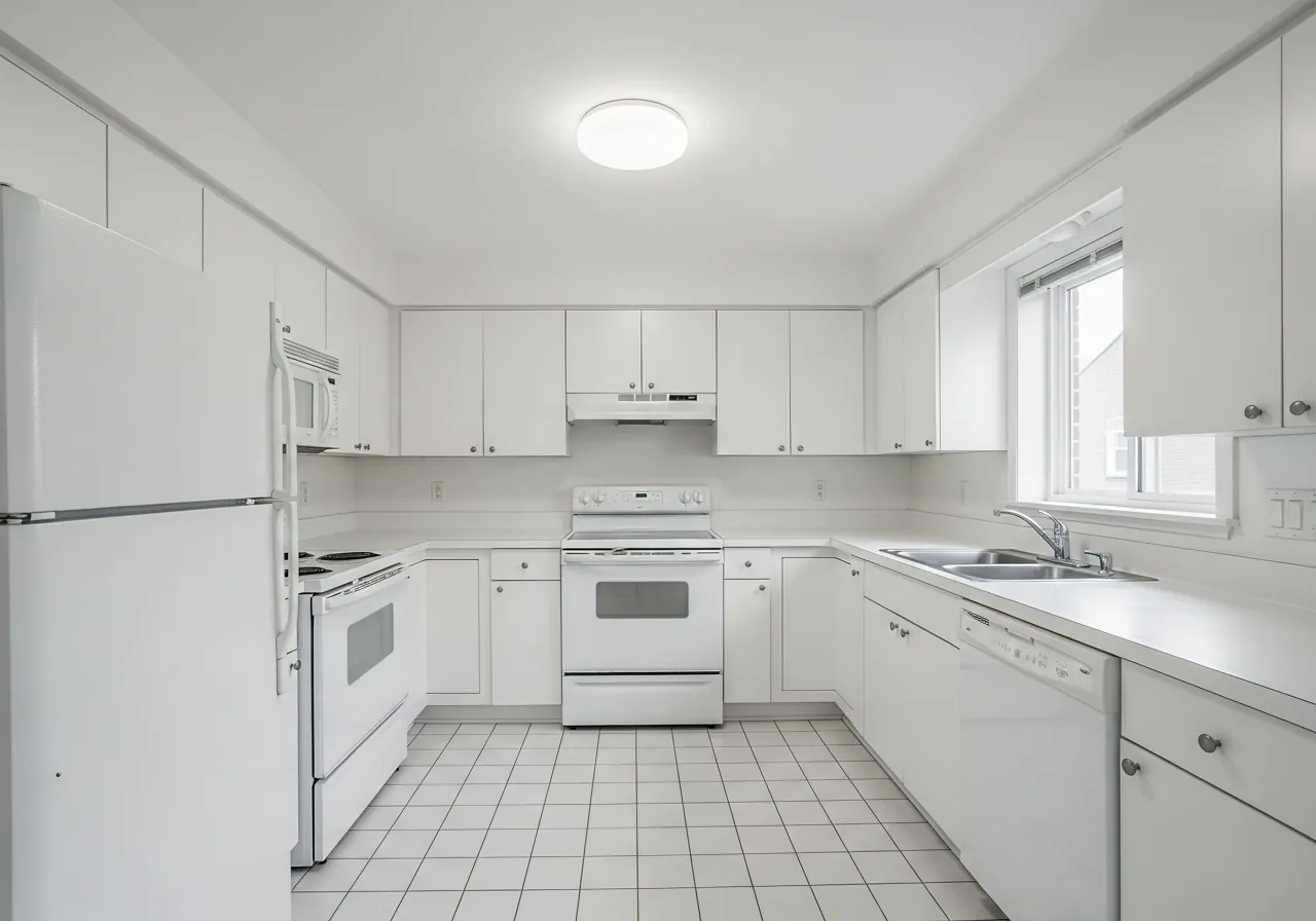 Before: From All-White to Forest Green & Viola Marble — Three Brothers Kitchens and Baths
