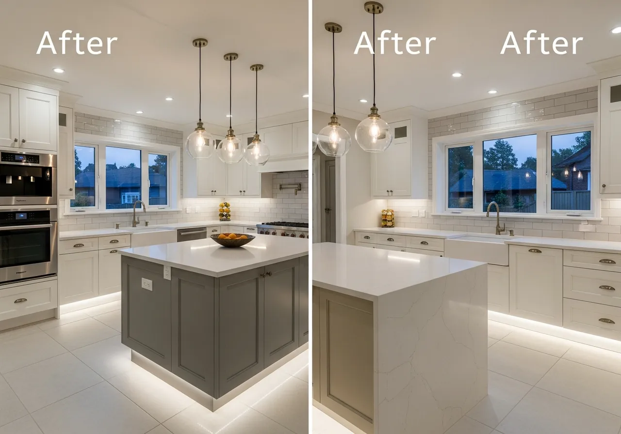 After: Lighting Transformation — Layered LED Design renovation by Three Brothers Kitchens and Baths