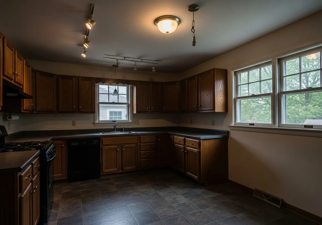 Before: Lighting Transformation — Layered LED Design — Three Brothers Kitchens and Baths