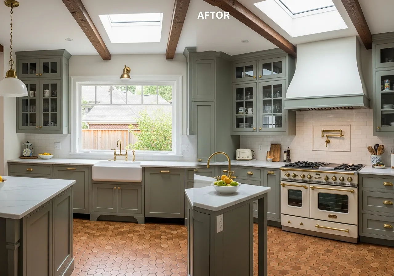 After: Craftsman Kitchen — Sage Inset & Soapstone renovation by Three Brothers Kitchens and Baths