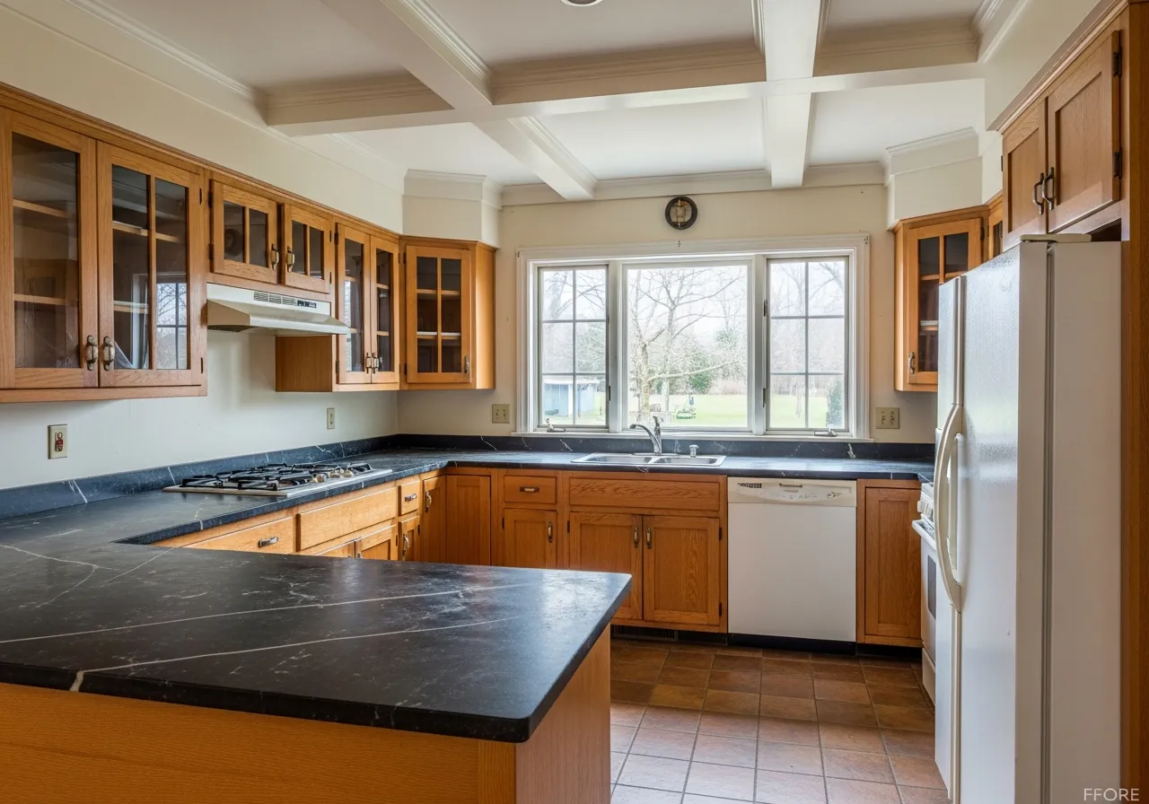 Before: Craftsman Kitchen — Sage Inset & Soapstone — Three Brothers Kitchens and Baths