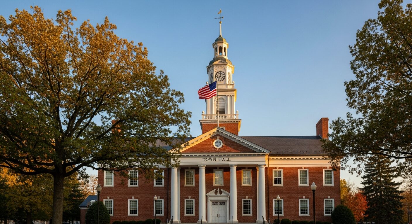 Westchester County town hall building — Chappaqua New Castle Town Hall where kitchen and bathroom renovation permits are filed